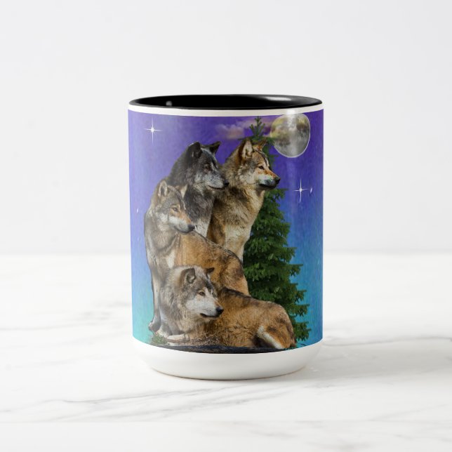 Taza Bicolor Lobo y Luna (Centro)