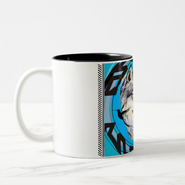 Taza Bicolor lobos cara imagen mug (Izquierda)
