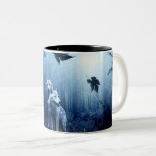 Taza Bicolor Lobos en el bosque al amanecer