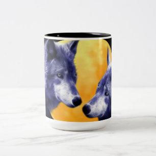 Taza Bicolor Lobos en la Luna Llena