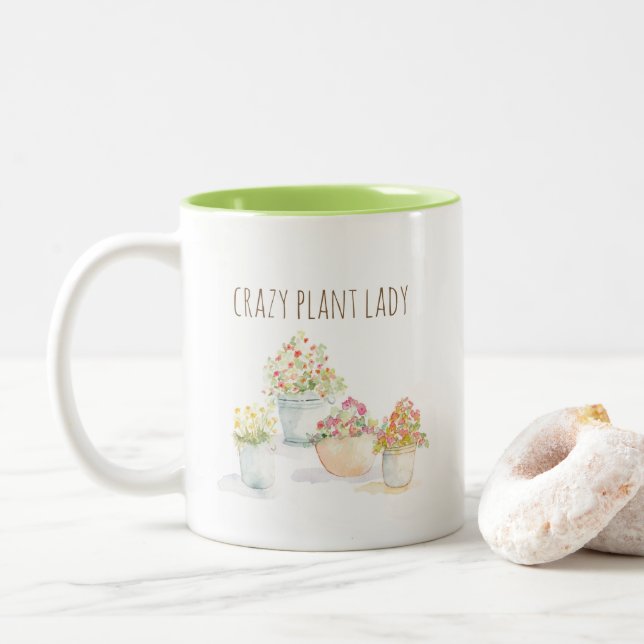 Taza Bicolor Loca planta Lady Watercolor Mug (Con donut)