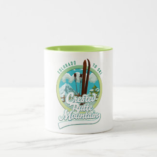 Taza Bicolor Logo de Crested Butte Mountain Colorado Ski