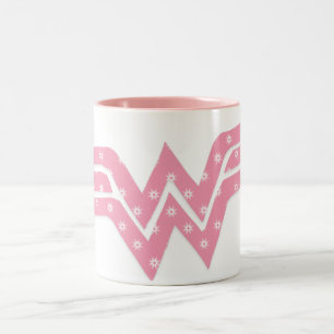 Taza Bicolor Logo de Floral rosa colorida de una mujer maravill