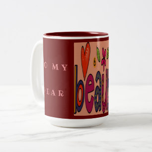 Taza Bicolor Logo de la belleza de la peluca y los colores de l