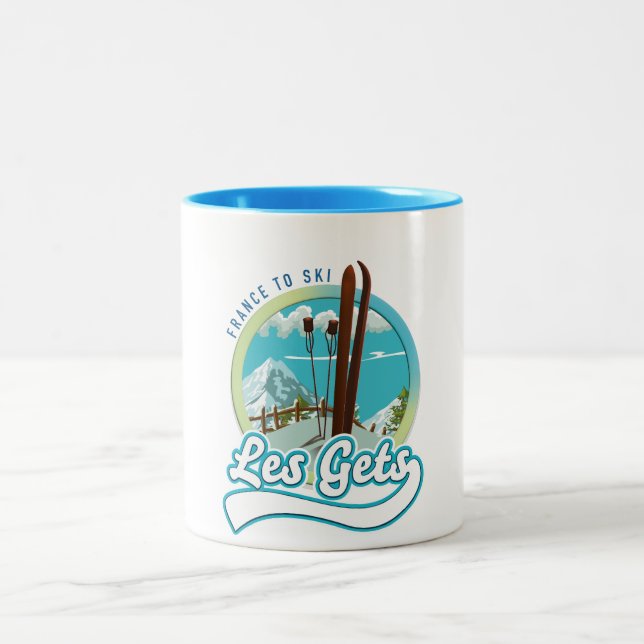 Taza Bicolor Logo de Les Gets francia para esquiar (Centro)