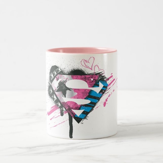 Taza Bicolor Logo de Supergirl Hearts (Centro)