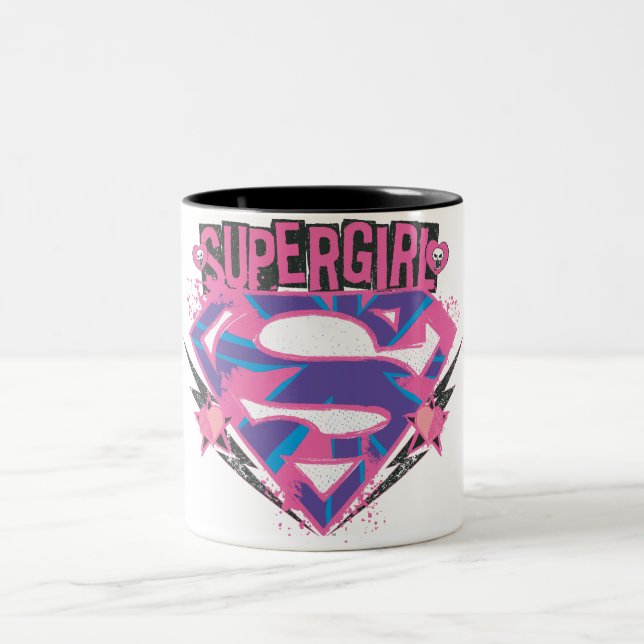 Taza Bicolor Logo de Supergirl Pink and Purple Grunge (Centro)