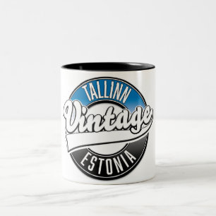 Taza Bicolor Logo de Tallín Estonia vintage