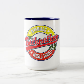 Taza Bicolor Logo del viajero mundial en mochilero de Myanmar