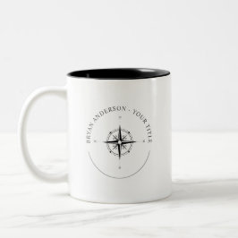 Taza Bicolor Logotipo de brújula náutica moderna Café Mug