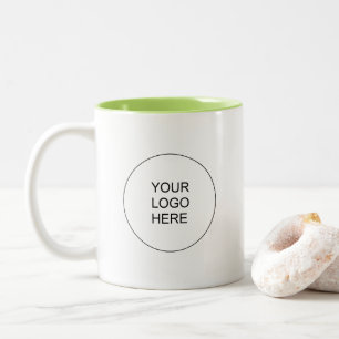 Taza Bicolor Logotipo de empresa verde lima y blanco Marca come
