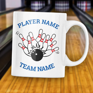 Taza Bicolor Logotipo de equipo de bolos personalizado con nomb