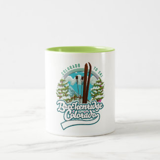Taza Bicolor Logotipo de esquí de Breckenridge, Colorado Vintag