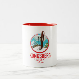 Taza Bicolor logotipo de esquí de Kongsberg Noruega