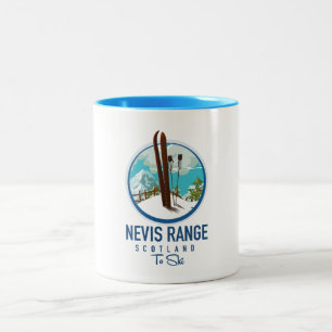 Taza Bicolor logotipo de esquí Nevis Range Escocia