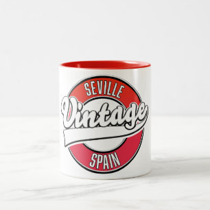 Taza Bicolor logotipo de estilo retro de Sevilla España