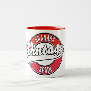 Taza Bicolor logotipo de estilo vintage de Granada España