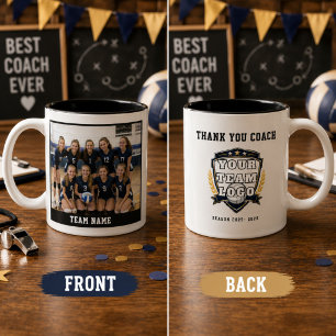 Taza Bicolor Logotipo de foto de equipo de voleibol Gracias ent