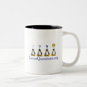 Taza Bicolor Logotipo de las preguntas de Linux