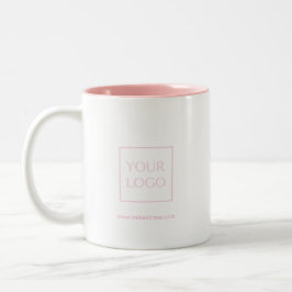 Taza Bicolor Logotipo de negocio rosa Café rectangular