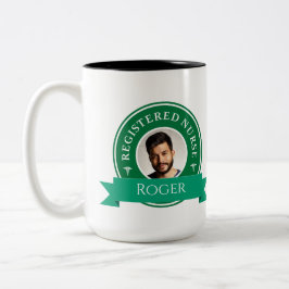 Taza Bicolor Logotipo de placa de enfermería moderna registrada