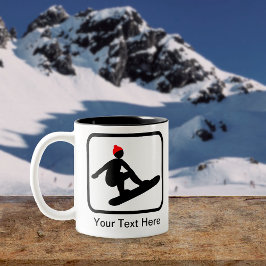 Taza Bicolor Logotipo de Snowboarder de personalizable