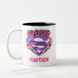 Taza Bicolor Logotipo de Supergirl rosa y púrpura Grunge