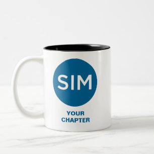 Taza Bicolor Logotipo del capítulo SIM y Verde azulado de etiq