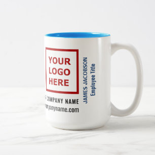 Taza Bicolor Logotipo del nombre personalizado del empleado del
