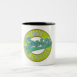 Taza Bicolor logotipo deportivo atlético de Brasil en estilo vi