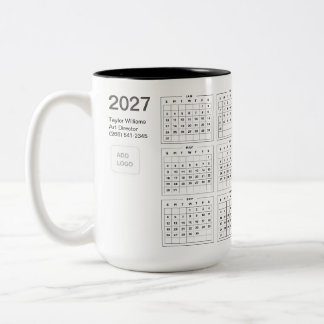 Taza Bicolor Logotipo empresarial minimalista 2027 Decoración d