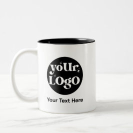 Taza Bicolor Logotipo minimalista y negocio del texto