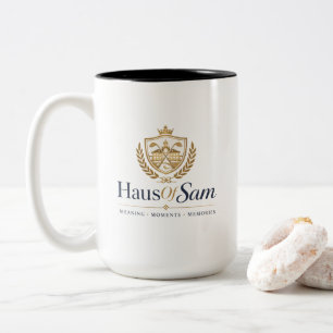 Taza Bicolor Logotipo personalizable y código QR en suave marfi