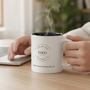 Taza Bicolor Logotipo promocional sitio web Negro blanco negoci