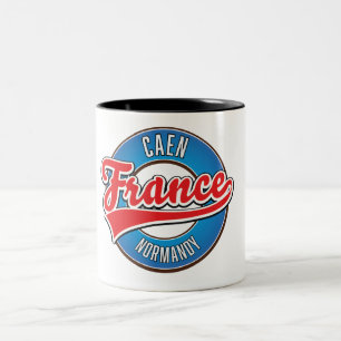 Taza Bicolor Logotipo retro de Caen Normandía Francia