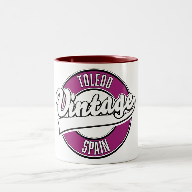 Taza Bicolor logotipo retro de Toledo España (Centro)