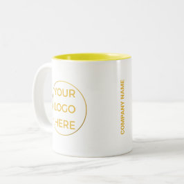 Taza Bicolor Logotipo y nombre Gold Business en una marca blanc
