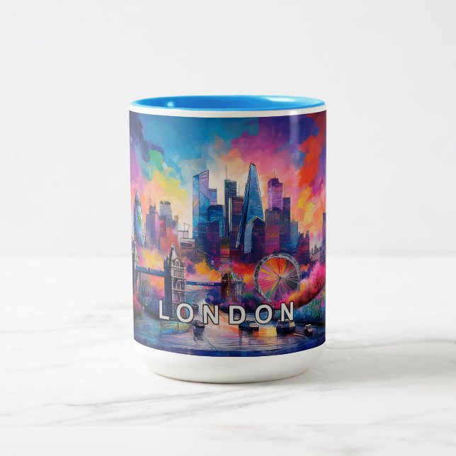 Taza Bicolor Londres: El Skyline del Gran Humo (Centro)