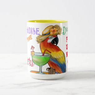 Taza Bicolor Loritos de Fiesta