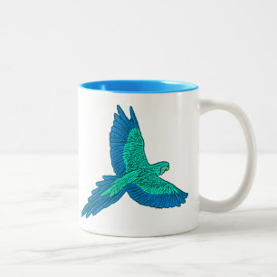 Taza Bicolor Loro en vuelo, agua y azul cobalto