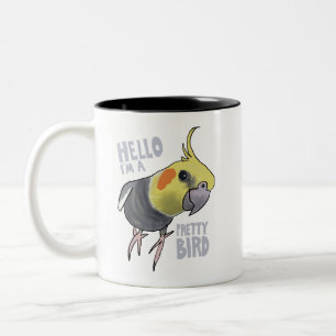 Taza Bicolor Loro Gris Divertido Hablando Hola Linda Ave