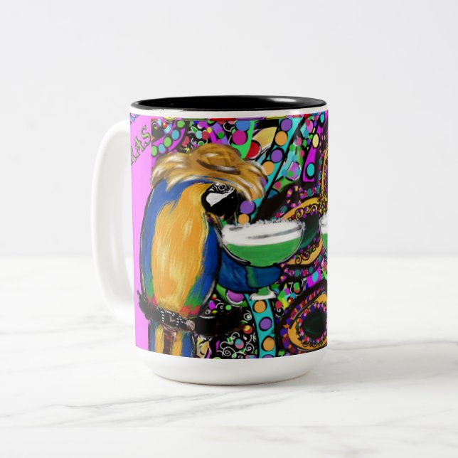 Taza Bicolor Loros de Mardi Gras (Anverso izquierdo)