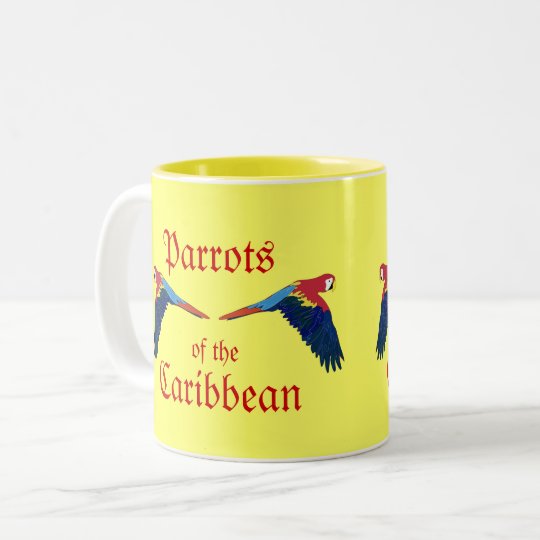 Taza Bicolor Loros del amarillo del Caribe