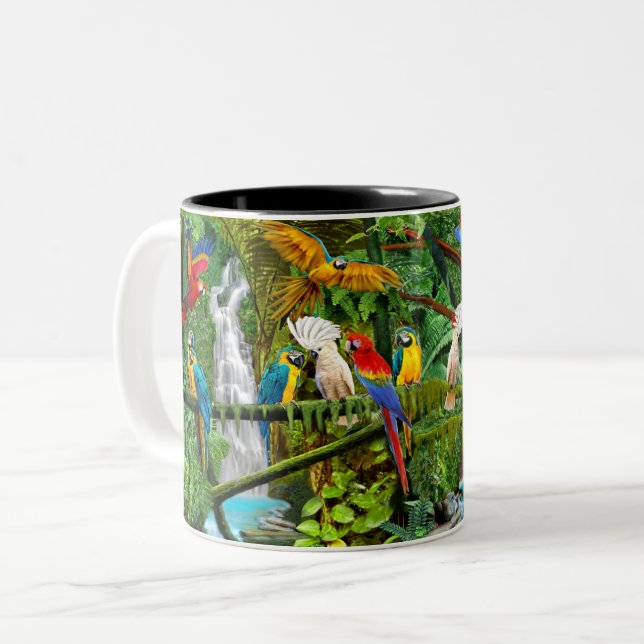TAZA BICOLOR LOROS EN PARAISE (Anverso izquierdo)