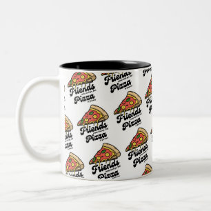 Taza Bicolor Los amigos vienen y van, pero la pizza es divertid