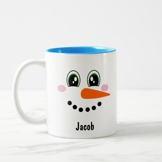 Taza Bicolor Los chicos con cara de nieve personalizada (Izquierda)