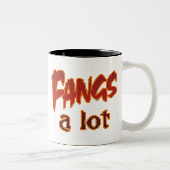 Taza Bicolor Los colmillos de Halloween Punny agradecen mucho (Derecha)