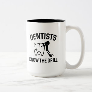 Taza Bicolor Los dentistas saben el taladro