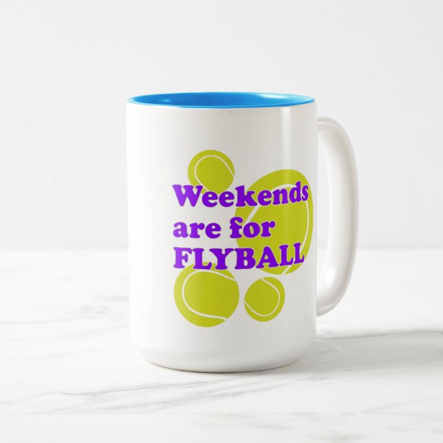 Taza Bicolor Los fines de semana son para FLYBALL (Anverso derecho)