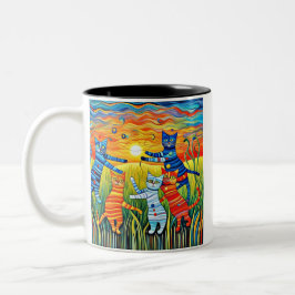 Taza Bicolor Los Gatos Bailarines